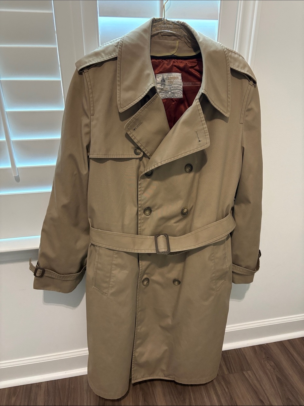London Fog Double Breasted Classic Men’s Trench Coat in Khaki 42L